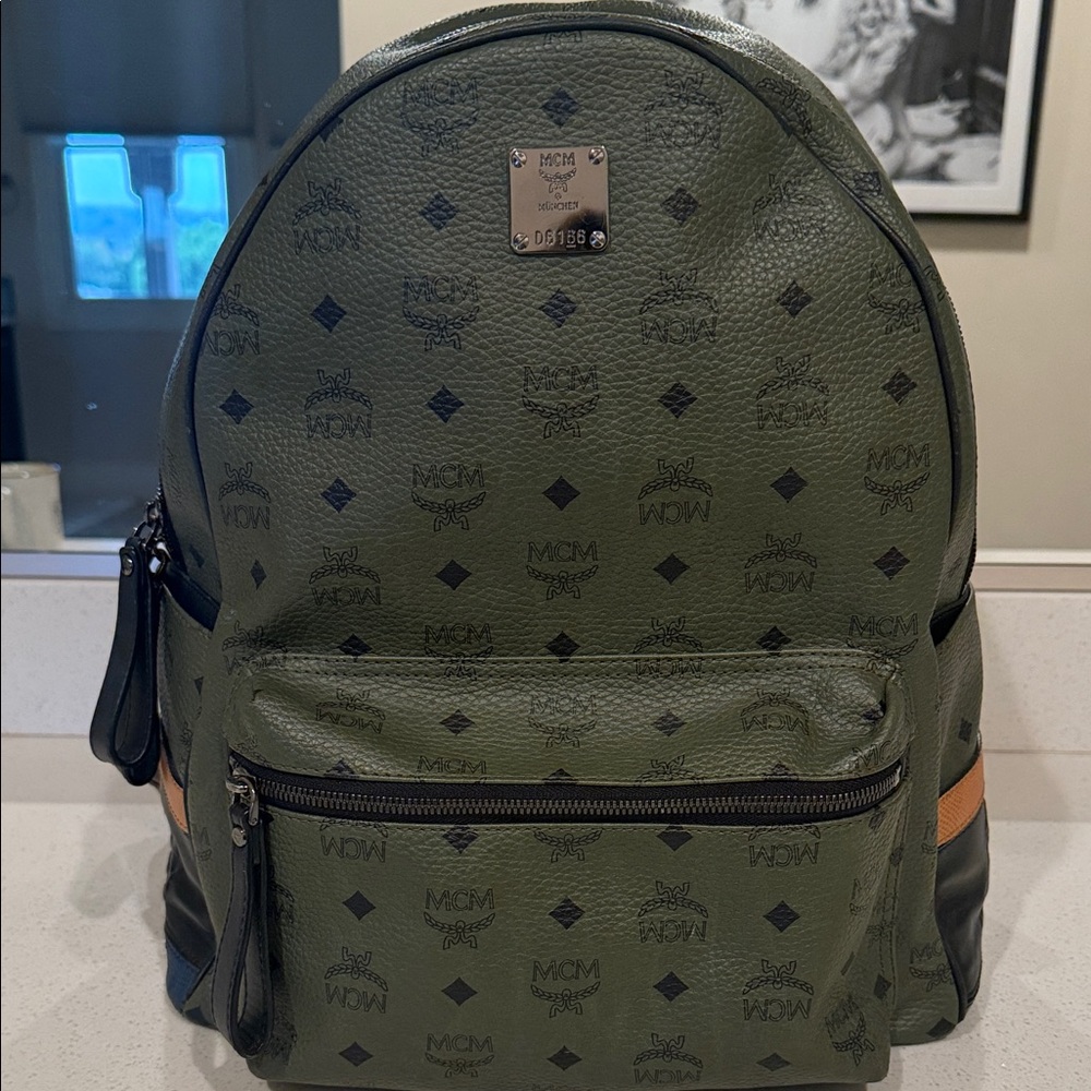 MCM monogram Visetos green backpack large